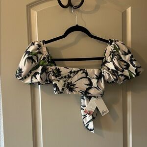 Agua Bendita Black and White Floral Blouse